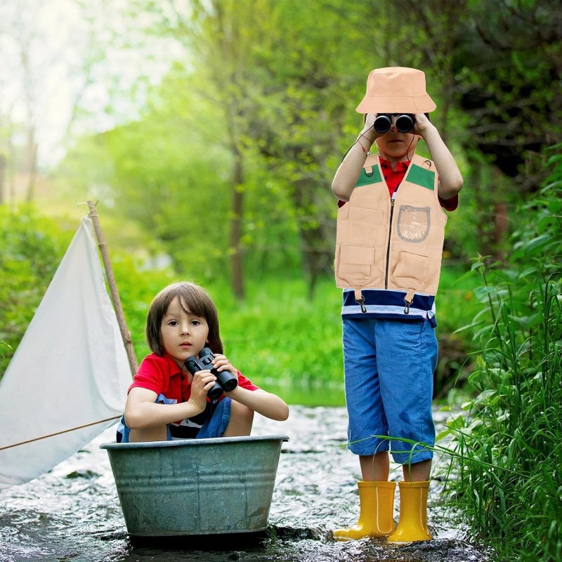 Outdoor Adventure Boys - Kargo Yelekli ve Şapkalı Safari Kostümü,