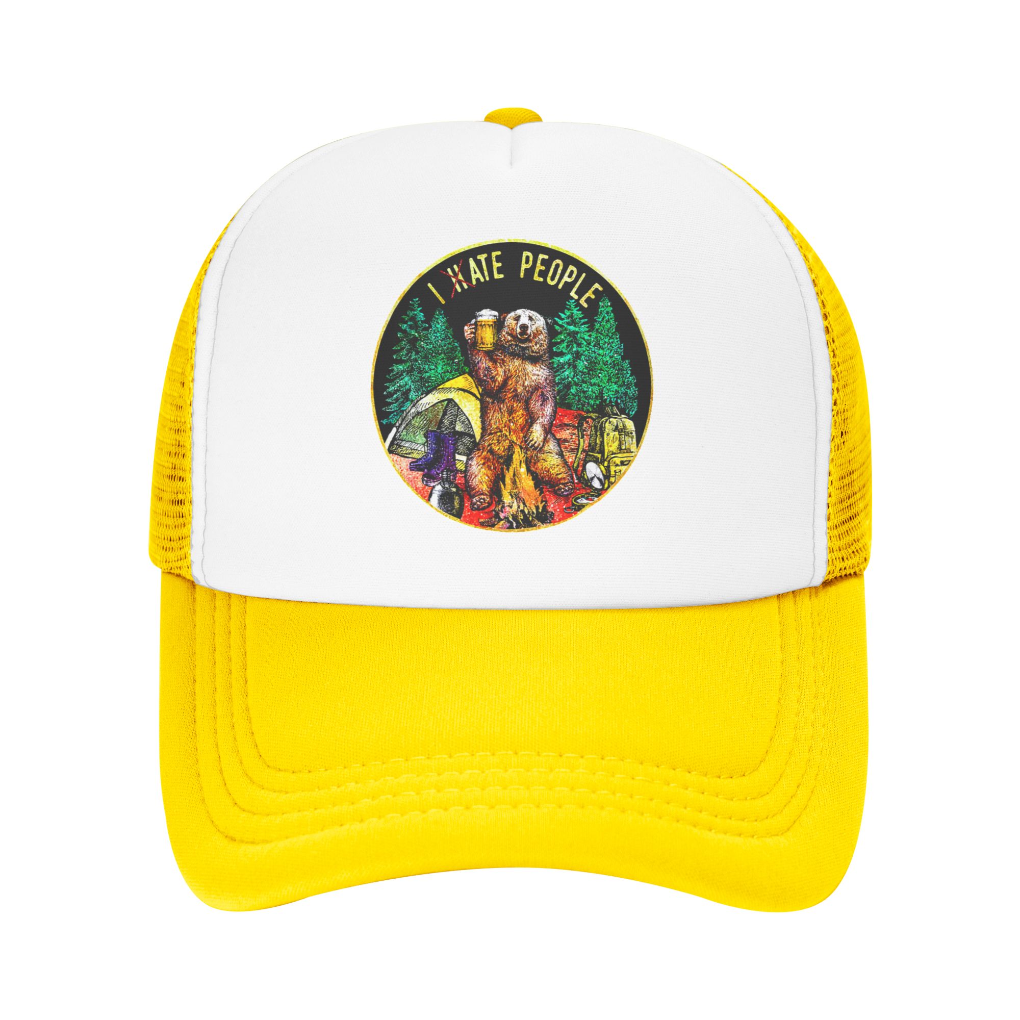 Outdoor Adventure Hat - İnsanlardan Nefret Ediyorum Ayı Kamp Beyzbol