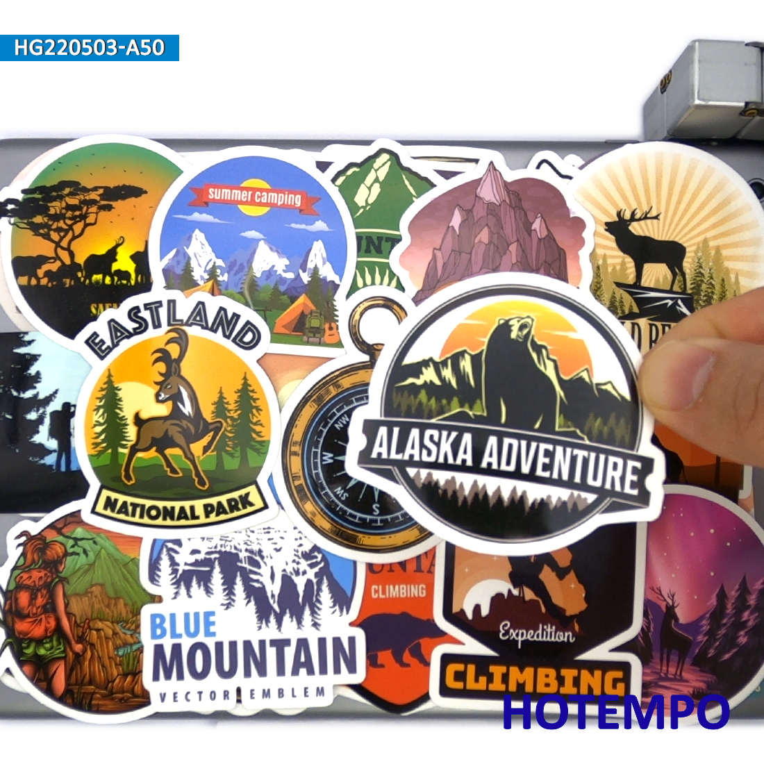 Outdoor Adventure World - Dünya Seyahat Çıkartmaları Seti, Tırmanma Kampçılık
