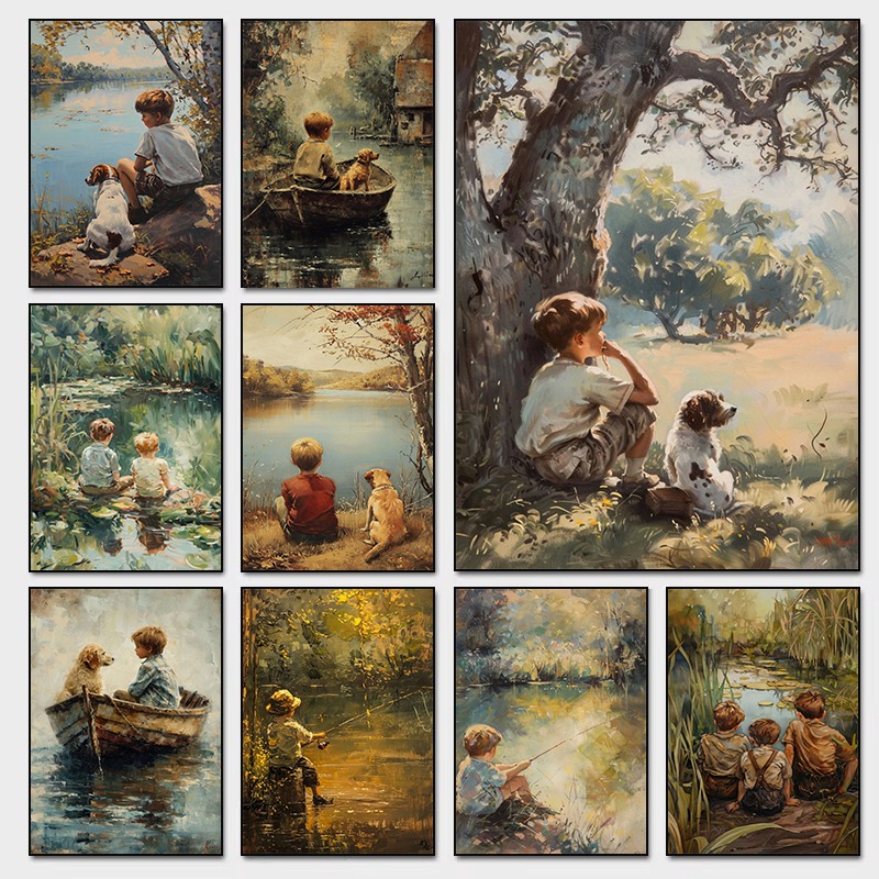 Vintage Erkek Odası sanat post - Outdoor Adventure Boys incelemesi ve fiyatı